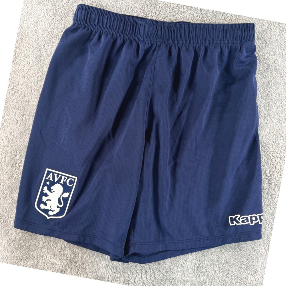 Kappa Aston Villa FC Soccer Shorts Mens Large Navy Blue AVFC Kombat Gara
